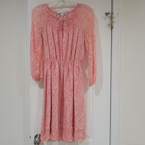 Diane Von Furstenberg Parry Silk Dress, Sarasa Coral Pink Floral Design Size 2